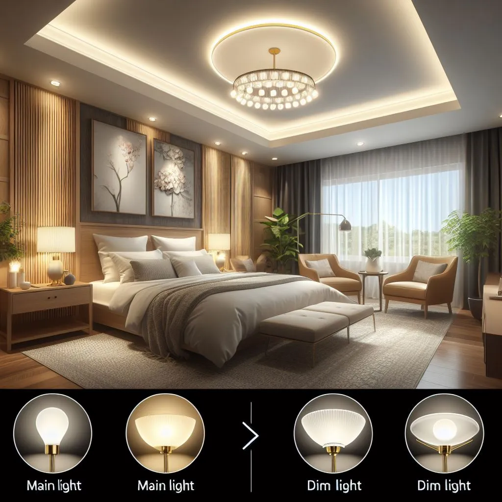 multiple lighting options for guest bedroom